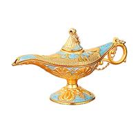 Lámpara de Aladdin para disfraz de genio, arte de luz, arte clásico, lujoso, decoración dorada y azul claro, 8,5 x 3,5 cm