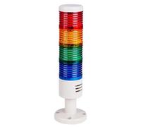 Lámpara de alarma de seguridad industrial GJB-369 de 4 capas, roja, con base de disco, luz de advertencia LED for torre de señalización, 12/24 V CC, 220 V CA y zumbador.(24V with buzzer)