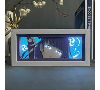 Lámpara de Anime Genshin Impact Figura de Raiden Shogun Caja de Luz Cortada Con Papel para Decoración de Habitación de Niños Luz 3D Acrílica de Manga Regalo de Cumpleaños para Niños