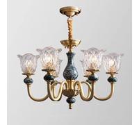 Lámpara de Araña Americana de Cerámica Totalmente Dere, Lámpara de Araña Antigua, Iluminación de Granja, Decoración Tradicional, Lámpara de Techo Elegante, 6 Cabezales/6 Cabezas