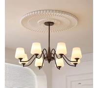 Lámpara de araña Antigua de Bronce frotado con Aceite, 8 Luces, Vidrio Esmerilado, Color Negro, rústica, Grande, Vintage, para Dormitorio, Sala de Estar, Comedor, Cocina, Isla, Estilo Granja