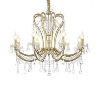 Lámpara de araña Antigua de Plata con Forma de Vela Vintage de Cristal, lámpara Colgante para Sala de Estar, Comedor, hogar, 6 Luces, Bombilla Edison E14, luz de Techo Colgante, Dorada, 8 lu