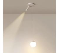 Lámpara de araña de 2 Luces, Mini lámpara Colgante LED Regulable, Foco Giratorio Moderno, Globo Blanco, lámpara Colgante de acrílico, lámpara de araña de Aluminio Ajustable para Dormitorio,