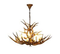 Lámpara de araña de astas de Ciervo con 8 Luces y 11 astas, lámpara de araña de Resina marrón con Forma de Cuerno de Ciervo, lámpara Colgante Retro de astas para Cocina, Bar, Sala de Estar y