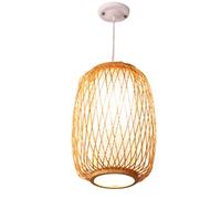 Lámpara de araña de bambú tejida a mano, lámpara colgante bohemia de ratán con dosel de madera, pantalla de mimbre tejida a mano, decoración para sala de té, villa, dormitorio, sala de estar, comedor