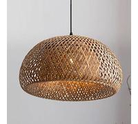 Lámpara de araña de bambú trenzado, lámpara colgante de ratán estilo boho, imitación de farol japonés, E27, altura ajustable, decorativa, para sala de té, sala de estar, estilo retro, con personalida