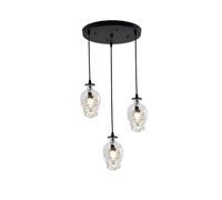 Lámpara de Araña de con Forma de Isla Industrial, Colgante Decorativo para Cafetería, con Cable Ajustable, para Comedor,Queña Lámpara Colgante Negra./Tres Cabezas/a