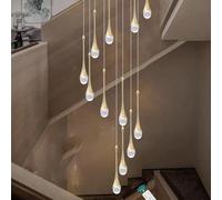 LáMpara De ArañA De Cristal Con Forma De Gota De Lluvia En Espiral Dorada,LáMpara Colgante De Escalera Led Regulable Moderna,Lamparas Techo Colgantes De 12 Luces Para La Villa,Escaleras,VestíBulos