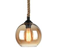 Lámpara de araña de Cristal con Personalidad Creativa para Restaurante, Bar, lámpara de Mesa, Tienda de Ropa, Loft, Retro, Cuerda de cáñamo, de una Sola Cabeza, Estilo Industrial, pequeña lámpara