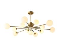 Lámpara de araña de Cristal de 13 Luces, Metal Dorado, latón Cepillado, lámpara Colgante Lineal, Apliques de Techo Tipo Haba mágica para Dormitorio, Sala de Estar, Pasillo (13 Luces)