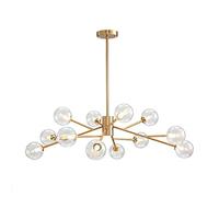 Lámpara de araña de cristal de 18 luces, iluminación colgante dorada moderna con globos de cristal, lámpara de techo industrial para sala de estar, comedor, dormitorio, vidrio transparente, 12 luces