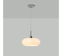 Lámpara de araña de cristal de bronce de mediados de siglo, lámpara colgante de cristal de leche blanca de 11 pulgadas, iluminación colgante de techo de tambor costero vintage cromada para c