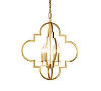 Lámpara de araña de Cristal de Cobre Americano Duradera Lámpara de Sala de Estar de Estilo Europeo Lámpara de Restaurante Vela Modelo de cafetería de Cobre Lámpara de Escalera 51 * 55 cm, LED * 4