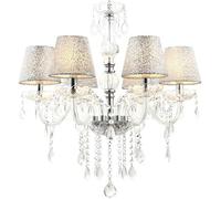 Lámpara de araña de Cristal K9 de 6 Luces, iluminación de Cristal, lámpara de araña Moderna y Elegante de Estilo Europeo para Comedor, Sala de Estar y Dormitorio, lámpara de araña transparen