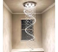 Lámpara de araña de Cristal K9 para Entrada, lámpara de araña en Espiral, Bombilla GU10, Base de Acero Inoxidable, Techo Alto, vestíbulo Moderno, Escalera, 7 Pulgadas de alto/60 x 300 cm