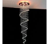Lámpara de araña de Cristal K9 para Entrada, lámpara de araña en Espiral, Bombilla GU10, Base de Acero Inoxidable, Techo Alto, vestíbulo Moderno, Escalera, 6 Pulgadas de alto/50 x 200 cm