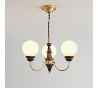 Lámpara de araña de Cristal lechoso de Mediados de Siglo, Estilo rústico, Estilo Granja, de 3 Luces, de Madera, Estilo Antiguo, Vintage, para Dormitorio, Sala de Estar, Comedor, Cocina, Isla.