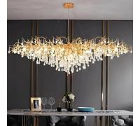 Lámpara de araña de cristal moderna, lámpara de araña de cristal de lujo dorada, lámpara de rama de árbol de cristal de aluminio ajustable para comedor, sala de estar, dormitorio, baño, vestíbulo,