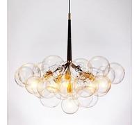 Lámpara de araña de cristal transparente con burbujas de estilo nórdico para comedor, moderna lámpara colgante de mediados de siglo, con forma de globo, LED, para sala de estar y dormitorio (dorado-ne