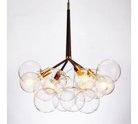 Lámpara de araña de cristal transparente con burbujas de estilo nórdico para comedor, moderna lámpara colgante de mediados de siglo, con forma de globo, LED, para sala de estar y dormitorio (dorado-ne
