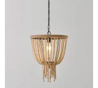 Lámpara de Araña de Cuentas de Madera, Estilo Bohemio, Estilo Bohemio, con Cuentas Drapeadas, Estilo Rústico de Granja, Lámpara de Techo, Iluminación Colgante Ajustable para Comedor./2