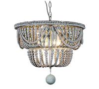 Lámpara de Araña de Cuentas de Madera, Estilo Bohemio, Estilo Bohemio, con Cuentas Drapeadas, Estilo Rústico de Granja, Lámpara de Techo, Iluminación Colgante Ajustable para Comedor./2