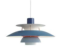 Lámpara de araña de diseño nórdico para restaurantes, Bares y cafeterías: lámpara Colgante de Aluminio Multicapa de Estilo Sencillo con Botones, 30 cm, Acabado Degradado Azul, iluminación es