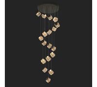 Lámpara de araña de Escalera de Techo Alto, luz Decorativa giratoria de Cristal Minimalista Moderna, Adecuada para Salas de Estar de Villa dúplex Estilo Loft,18 Lamps