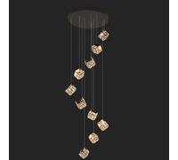 Lámpara de araña de Escalera de Techo Alto, luz Decorativa giratoria de Cristal Minimalista Moderna, Adecuada para Salas de Estar de Villa dúplex Estilo Loft,10 Lamps