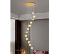 Lámpara de araña de Escalera, iluminación Negra Moderna para Sala de Estar, decoración dúplex, Dorada, 1 Unidad