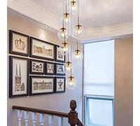 Lámpara de araña de Escalera Minimalista Moderna de 8 Luces dúplex con Bolas de Cristal, Colgante para Escalera, 40 x 180 cm, Compatible con Bombilla E27