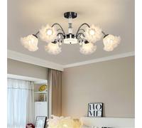 Lámpara de araña de flores contemporánea LED Pastoral americana Sala de estar Comedor Dormitorio Villa Modelo Tienda de ropa Salón de belleza Decoración del hogar Lámpara colgante (Negro A 6 luces)