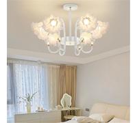 Lámpara de araña de flores contemporánea LED Pastoral americana Sala de estar Comedor Dormitorio Villa Modelo Tienda de ropa Salón de belleza Decoración del hogar Lámpara colgante (blanco 6 luces)