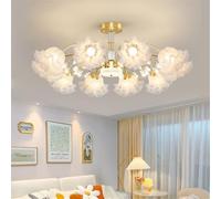 Lámpara de araña de flores contemporánea LED Pastoral americana Sala de estar Comedor Dormitorio Villa Modelo Tienda de ropa Salón de belleza Decoración del hogar Lámpara colgante (Dorado A 10 luces)