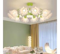 Lámpara de araña de flores contemporánea LED Pastoral americana Sala de estar Comedor Dormitorio Villa Modelo Tienda de ropa Salón de belleza Decoración del hogar Lámpara colgante (Verde A 10 luces)