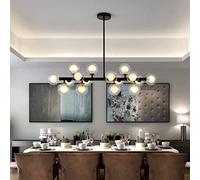 Lámpara de araña de globo de cristal, lámpara colgante de estilo boutique de mediados de siglo, color negro, con pantalla esférica, ideal para comedor, iluminación colgante de techo y sala de estar.