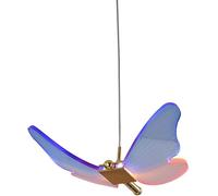 Lámpara de araña de mariposa para dormitorio de niñas, pantalla acrílica morada y rosa, 12 W, LED regulable, lámpara colgante de techo dorada para escalera, cocina, mesa de comedor, decoración d
