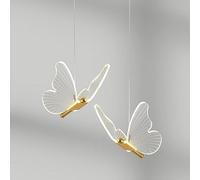 Lámpara de araña de mariposa para dormitorio de niñas, pantalla acrílica morada y rosa, 12 W, LED regulable, lámpara colgante de techo dorada para escalera, cocina, mesa de comedor, decoración d