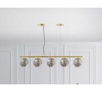 Lámpara de araña de metal y cristal ahumado brillante - 5 globos - L. 100 x Alt. 120 cm - Dorado - SOFIA