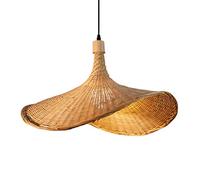 Lámpara de araña de ratán estilo rústico, lámpara colgante de mimbre natural con forma de sombrero, estilo café, luces empotradas de techo de estilo francés para sala de estar-comedor en una granja i