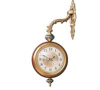 Lámpara De Araña De Reloj Retro De Cobre Puro con Aspecto Antiguo, Redonda, De Doble Cara, con Montaje Lateral Y Voluta, para Decoración del Hogar.,A