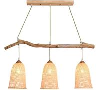 Lámpara de araña de tejida, 3 luces colgantes, Isla de cocina, techo rústico, cesta de luz colgante, luz de mimbre,para Loft Restaurante