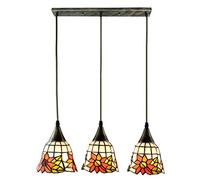 Lámpara de araña E27 Cristal Antiguo Tiffany Colgante Luz de Comedor Vintage Rectangular Oficina Colgante Retro Girasol Rústico Lámpara de techo Altura ajustable Salón Cocina Estudio Dormitorio, D55cm
