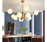 Lámpara de araña grande E27 moderno vidrio colgante luz blanco frijoles magia diseño lámpara Colgante creativo comedor dormitorio dormitorio sala de estar oficina café café iluminación,Oro,10 heads