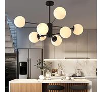 Lámpara de araña grande E27 moderno vidrio colgante luz blanco frijoles magia diseño lámpara Colgante creativo comedor dormitorio dormitorio sala de estar oficina café café iluminación,Negro,8 heads