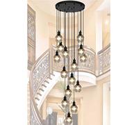 Lámpara de araña Hueca Moderna con múltiples Bolas de Cristal: lámpara de Techo de Escalera Grande para Sala de Estar de Villa, lámpara Colgante Larga Minimalista, iluminación Elegante para