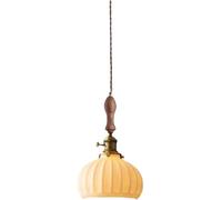 Lámpara de Araña Japonesa Retro de Cerámica con Cuerpo de Nogal para Interiores, Dormitorios, Comedores, Porches, Cafeterías Y Accesorios de Iluminación Decorativa E27.