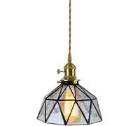 Lámpara de Araña Japonesa Sencilla de Cristal de 1 Luz E27/E26, Lámpara Colgante de Altura Ajustable, Adecuada para Restaurantes, Porches, Dormitorios, Iluminación Decorativa, 7,8 Pulgadas.