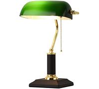 Lámpara de Araña, Lámpara de Banquero, Lámpara de Escritorio Tradicional, Pantalla de Vidrio Hecha a Mano, con Interruptor de Tiro, Lámpara de Mesa de Oficina de Estilo Antiguo para Dormitorio, Sala d