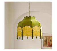 lámpara de araña , Lámpara de techo LED con borlas V-intage, lámpara de techo de noche de tela verde, luces colgantes de isla de cocina, decoraciones for el hogar for cocinas(White Light,47cm)